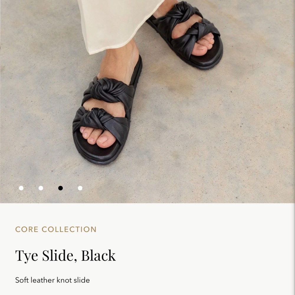 Dear Frances Tye Slide Black Knotted Leather Sandals